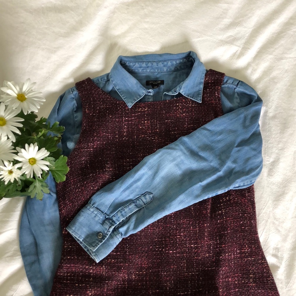 Ann Taylor Chambray Button-Down Long Sleeve